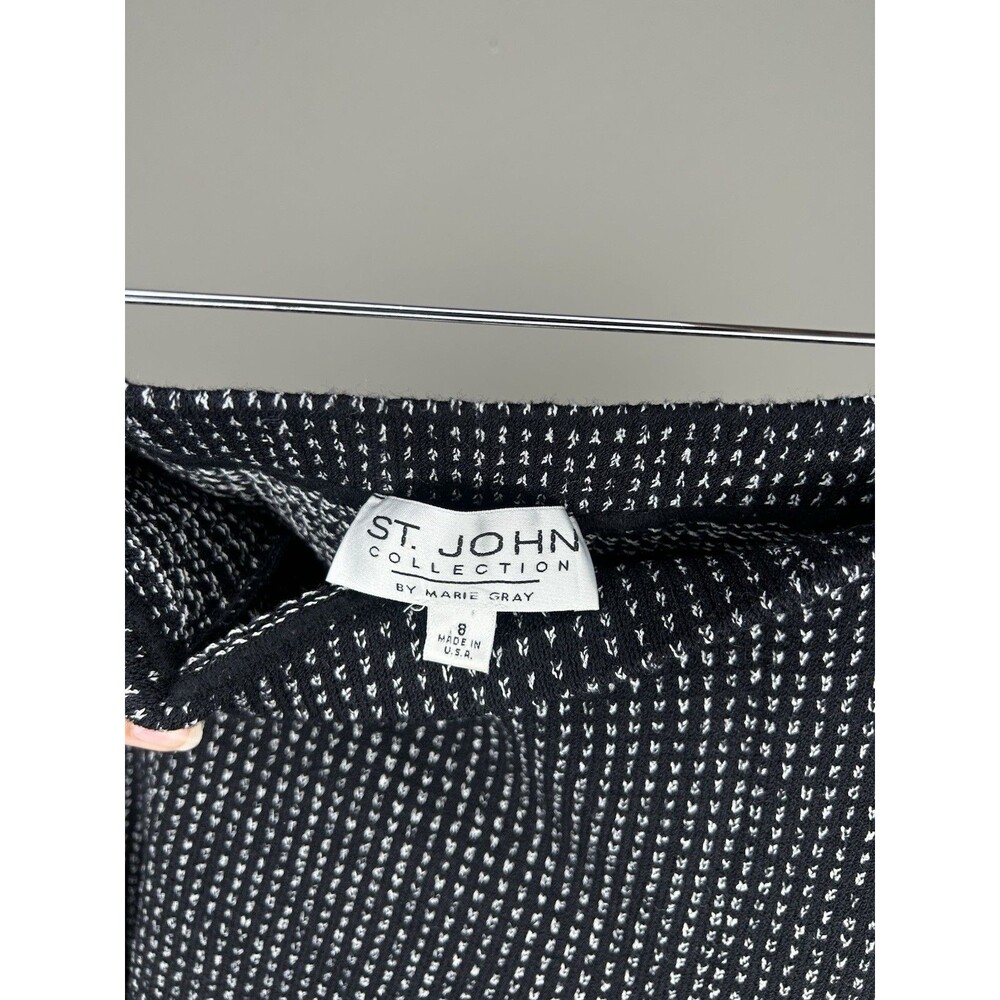 St John Collection Marie Gray Monochromatic Pleated Knit Pencil Preppy Skirt 8 - Picture 5 of 9